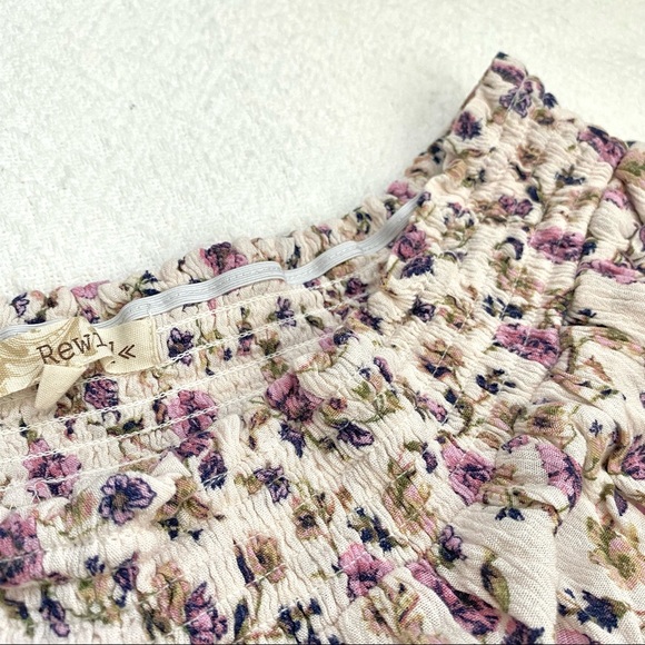 REWIND Cream Pink Purple Floral Off Shoulder Prairie Hippie Boho Top - Picture 5 of 9